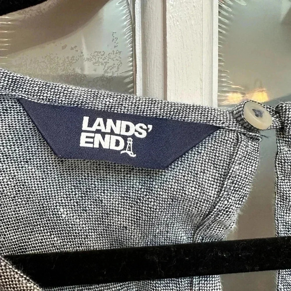 Lands' End Sleeveless Linen A-Line Shift Dress Chambray Navy Size M Petite 10/12 - Picture 7 of 11